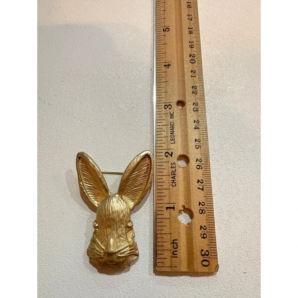 Baroque Gold Rabbit Brooch Regal‎ Bunny Head Statement Pin Antique Style new